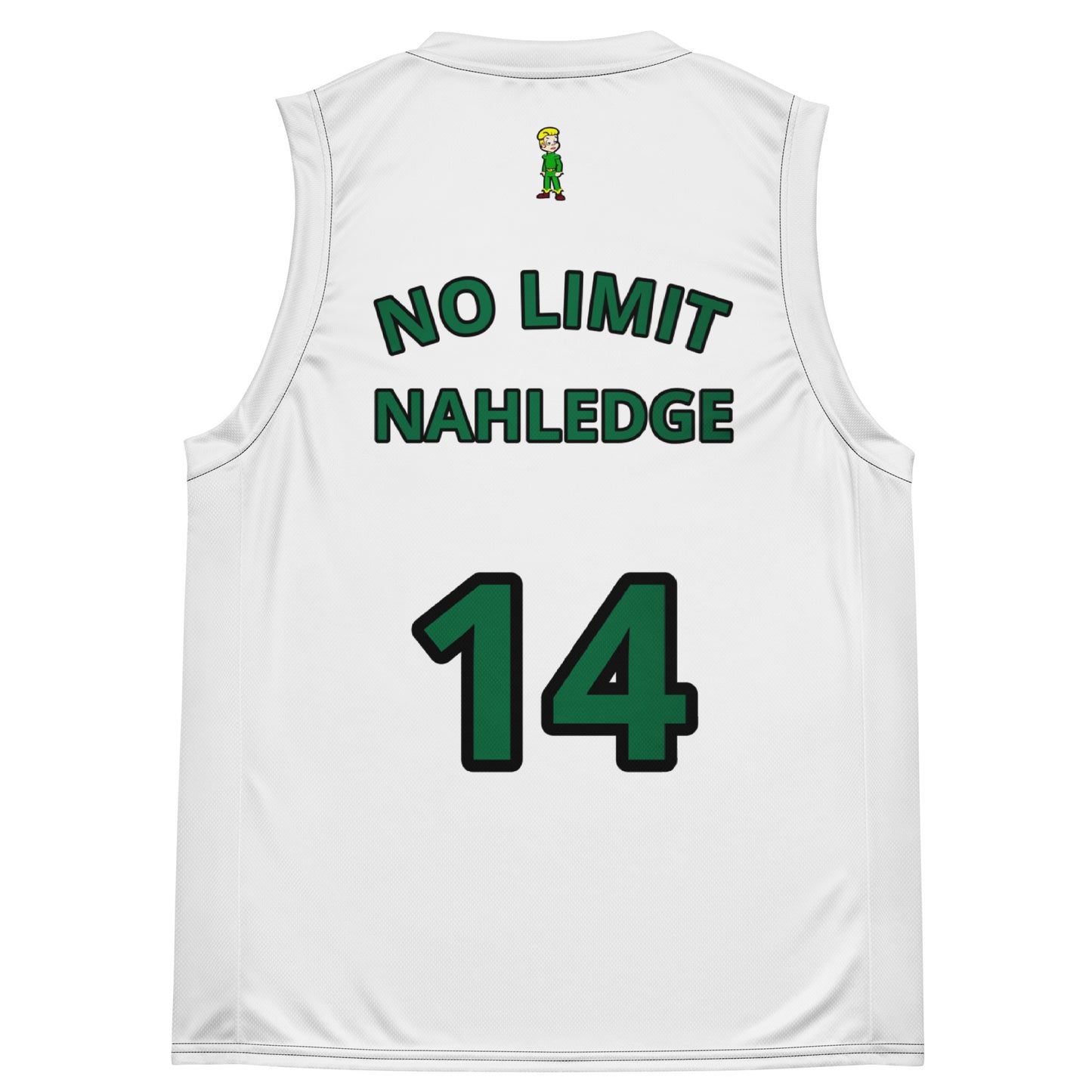 NO LIMIT NAHLEDGE Recycled unisex basketball jersey by Darius Cache